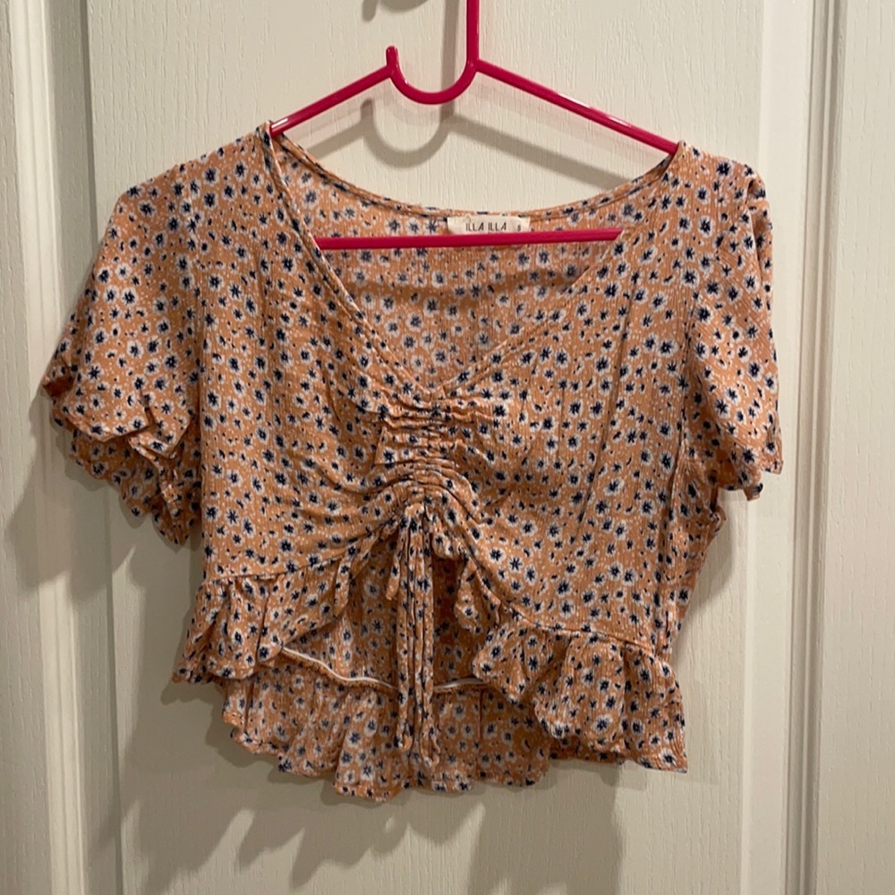 Floral ruched crop top